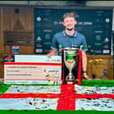 Aidan Murphy celebrates after winning the 2026 UK Junior Open Snooker Championship title